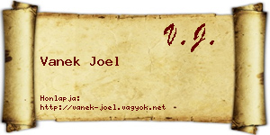 Vanek Joel névjegykártya